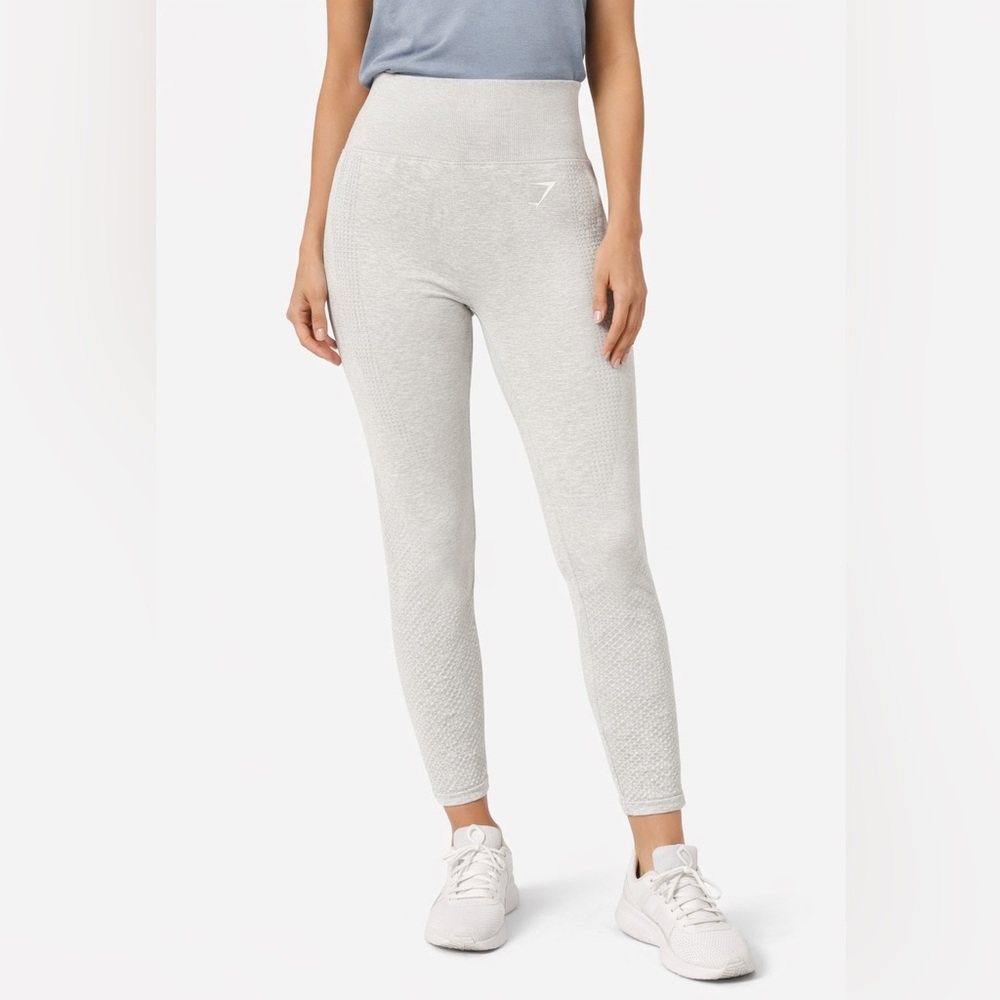 Gymshark Light Gray High Waisted Leggings Textured Seamless Size Medium